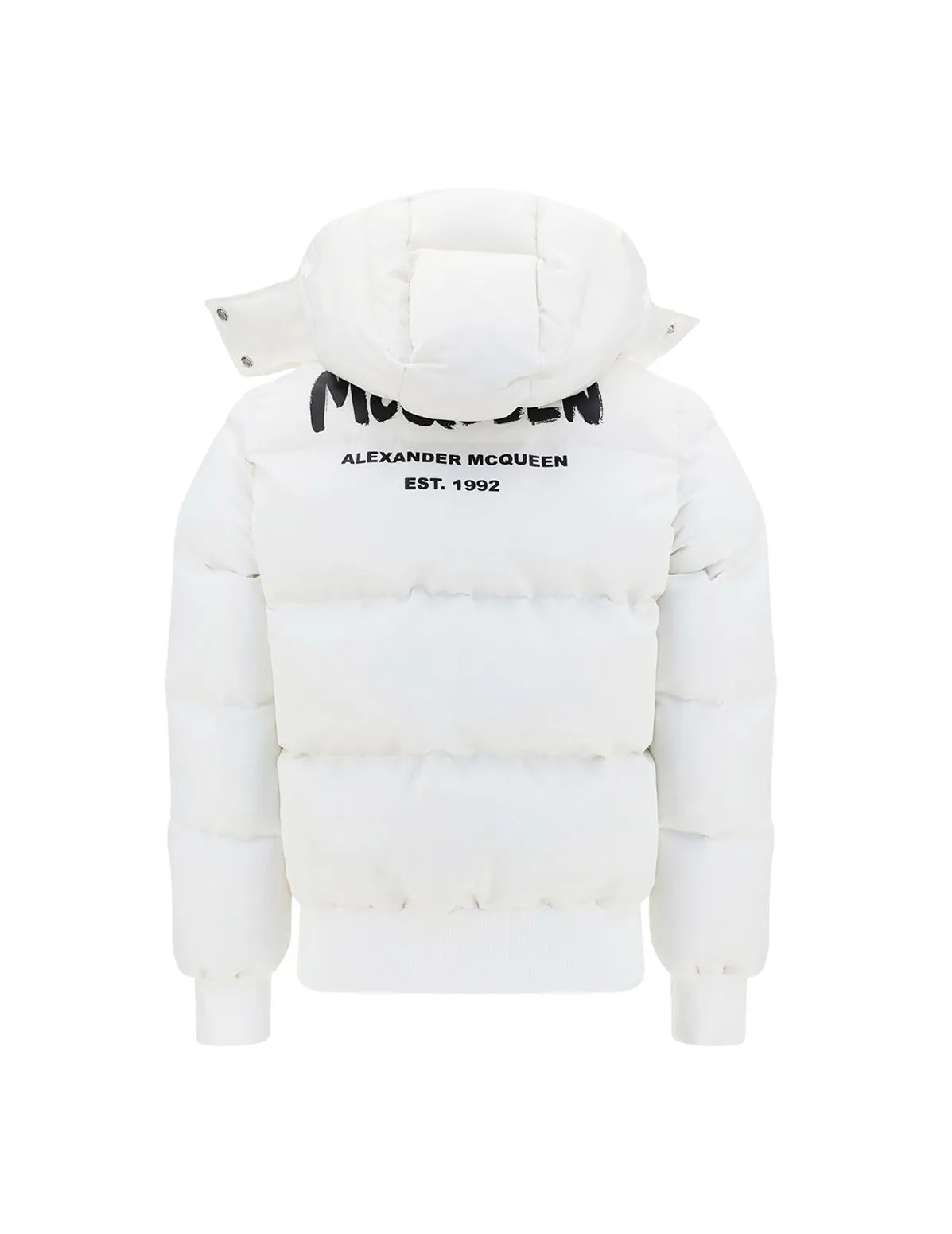 Alexander McQueen Logo Plaque Hooded Puffer Jacket