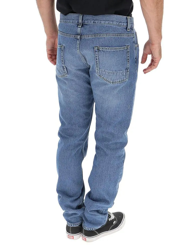 Alexander McQueen Tartan Distressed Straight Leg Jeans