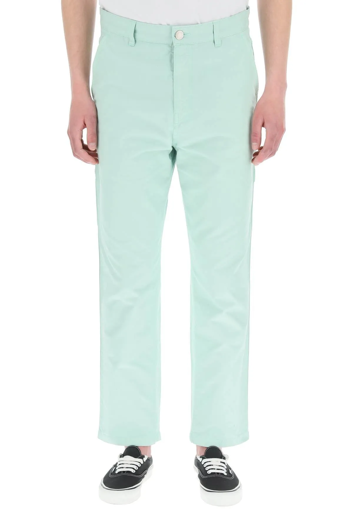 AMI Contrast-Stitch Straight-Leg Pants