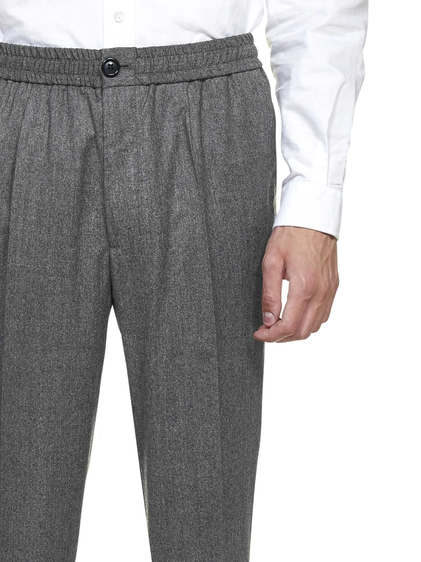 AMI Elasticated Waist Cropped Trousers