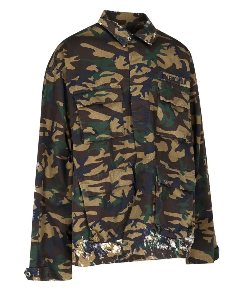 Balenciaga Camouflage Print Long-Sleeved Jacket
