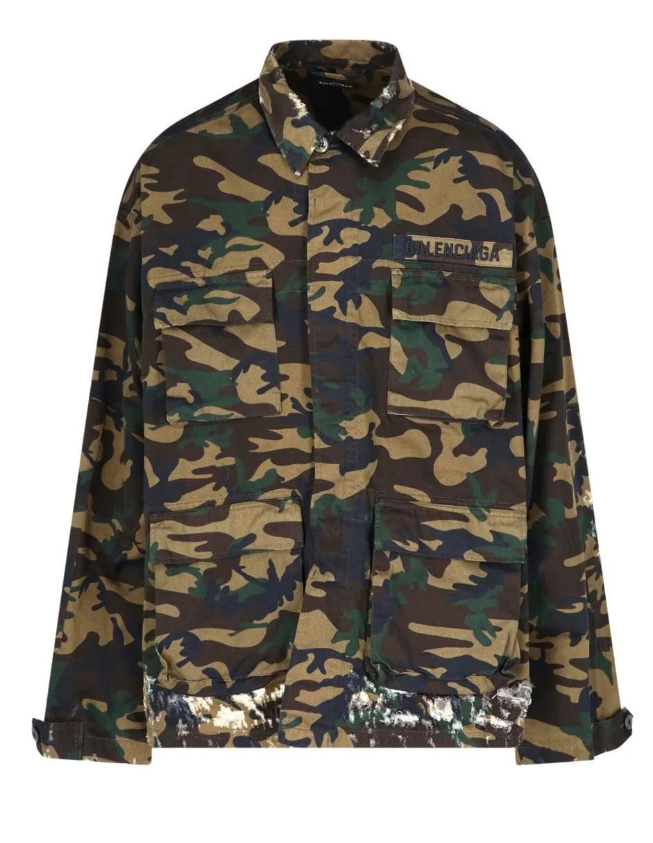 Balenciaga Camouflage Print Long-Sleeved Jacket
