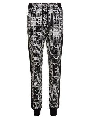 Balmain Allover Logo Monogram Drawstring Sweatpants