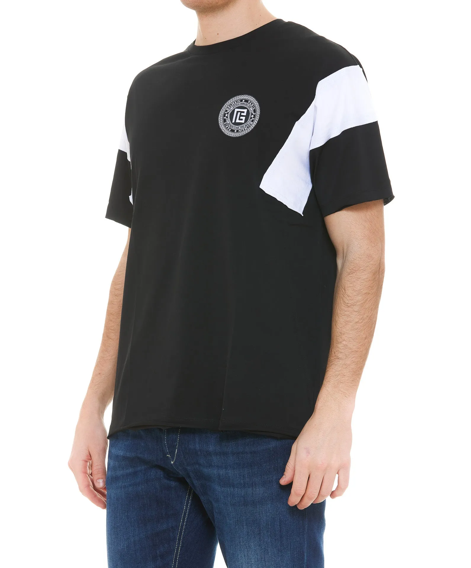 Balmain Color-Block Crewneck T-Shirt