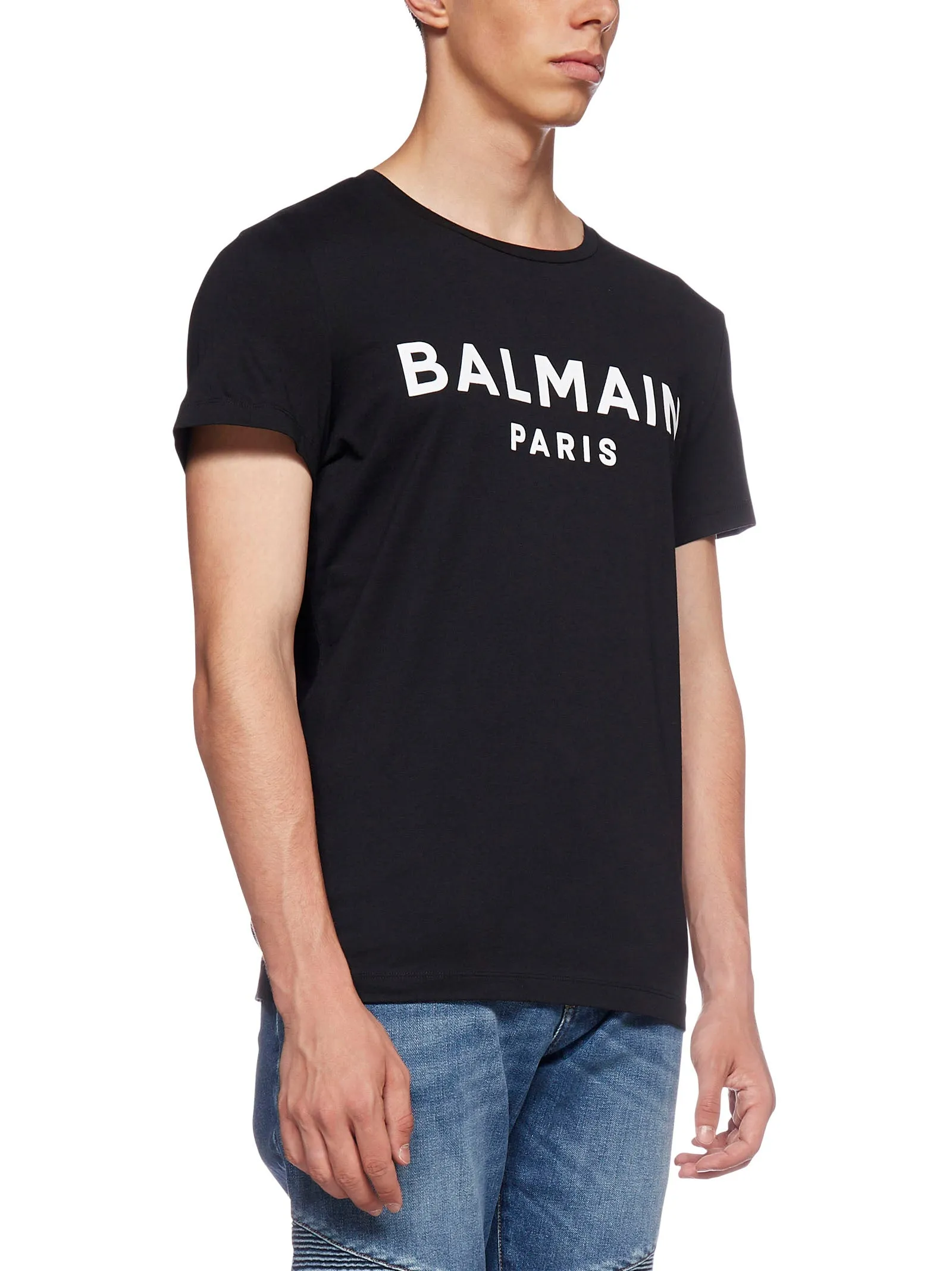 Balmain Flocked Logo Crewneck T-Shirt