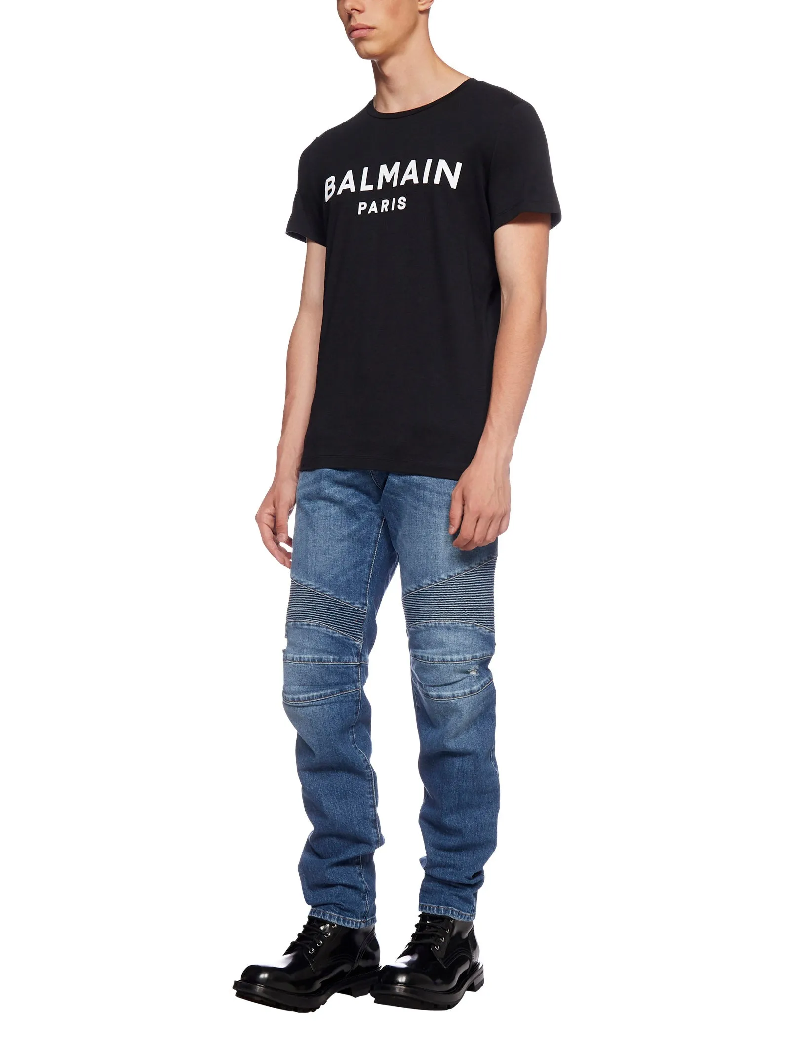 Balmain Flocked Logo Crewneck T-Shirt