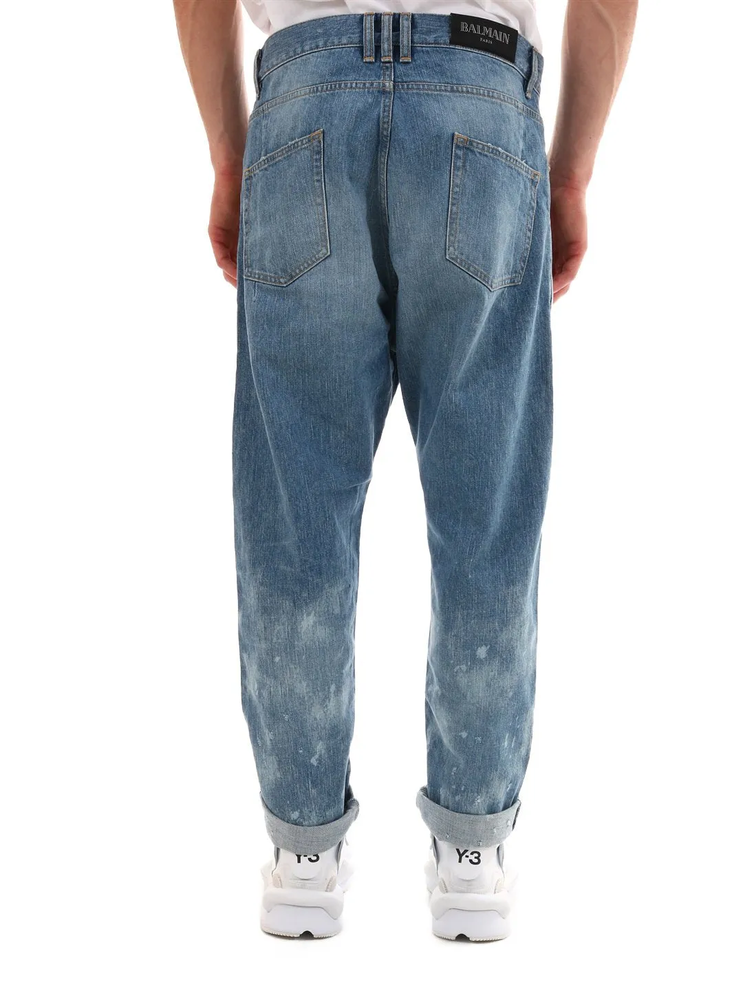 Balmain Logo Distressed Jeans