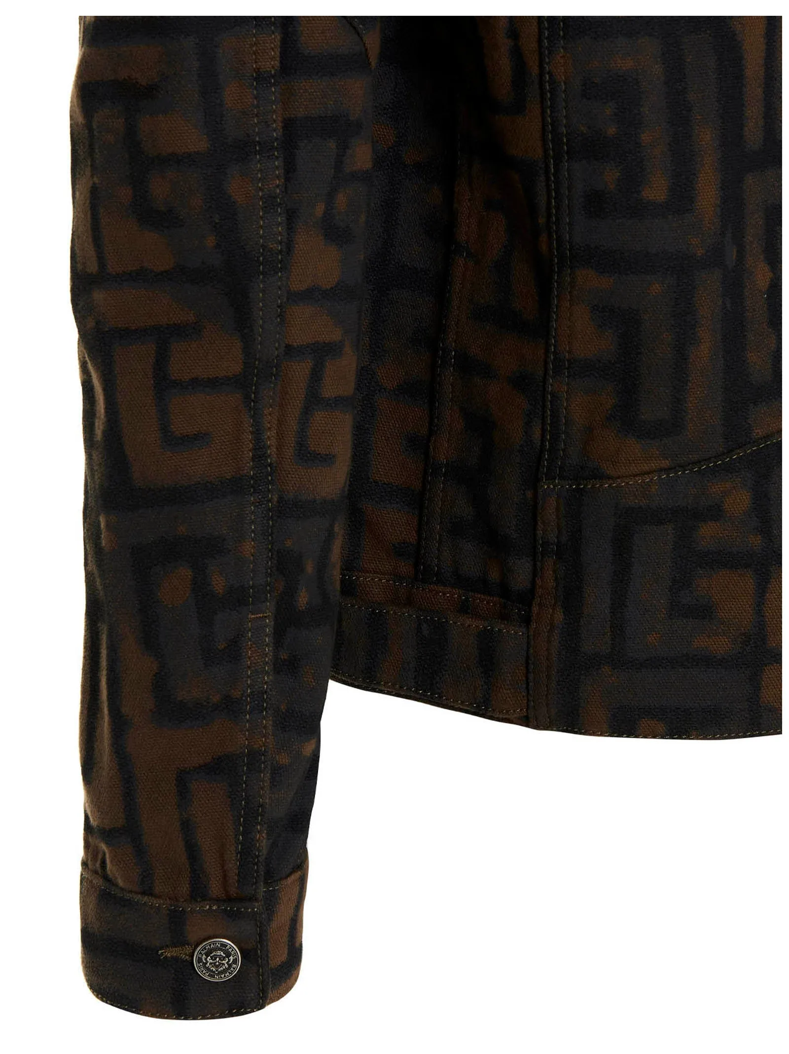 Balmain Monogram-Print Buttoned Denim Jacket