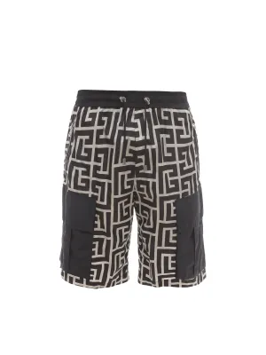 Balmain Monogram Printed Drawstring Cargo Shorts