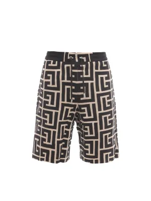 Balmain Monogram Printed Drawstring Shorts