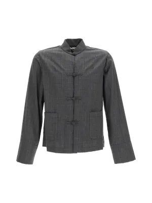 Black Comme des Garons Checked Long-Sleeved Jacket