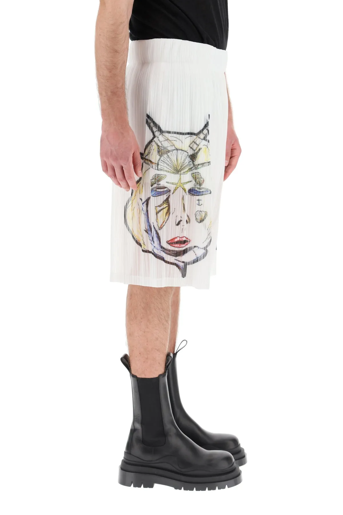 Burberry Marine Sketch Sheer Pliss Shorts