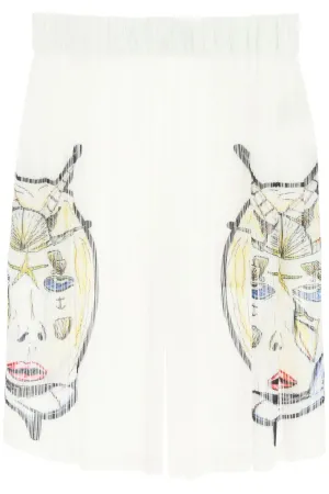 Burberry Marine Sketch Sheer Pliss Shorts
