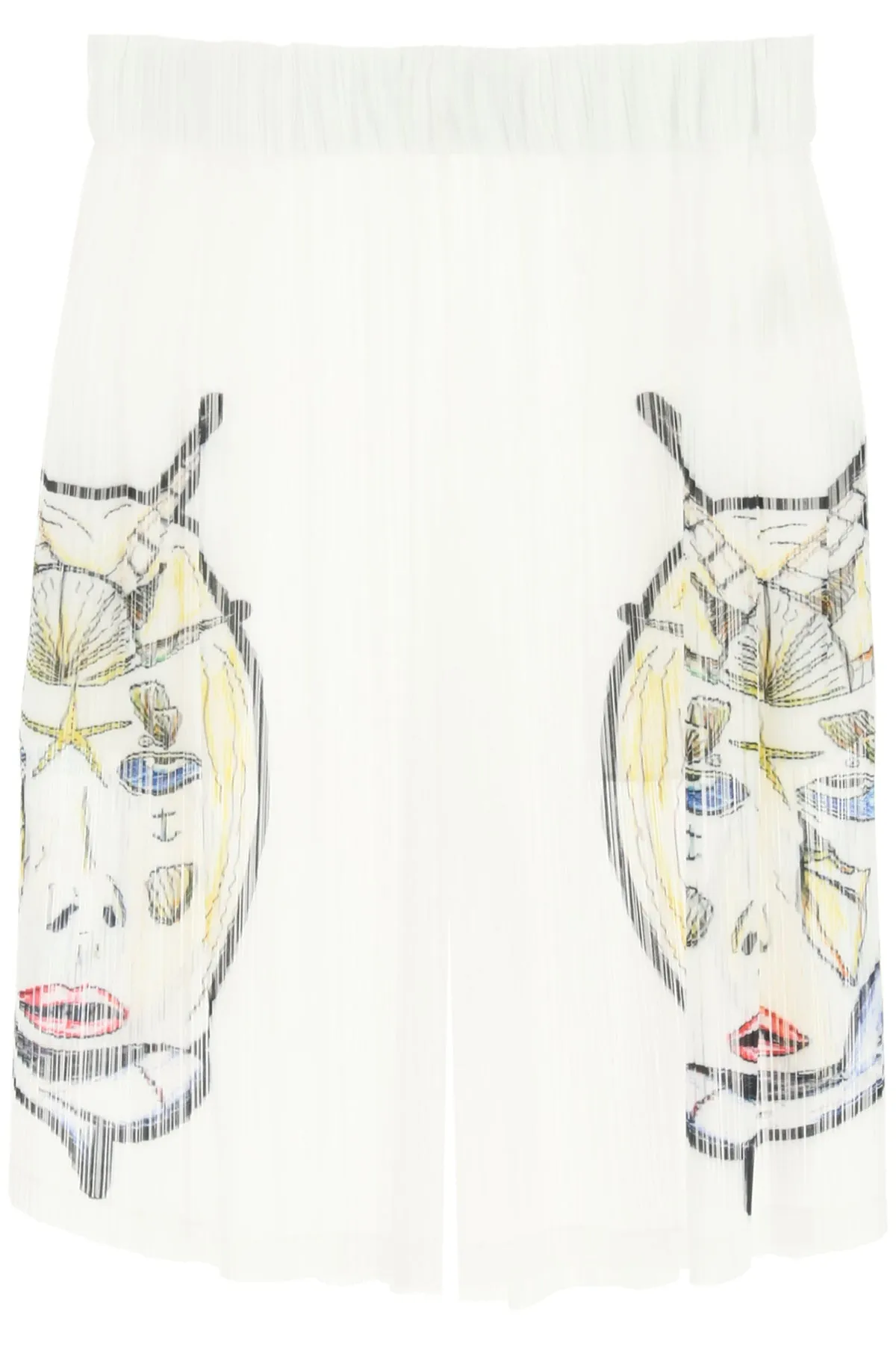 Burberry Marine Sketch Sheer Pliss Shorts