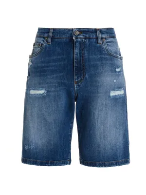 Dolce & Gabbana Distressed Stretch Denim Shorts