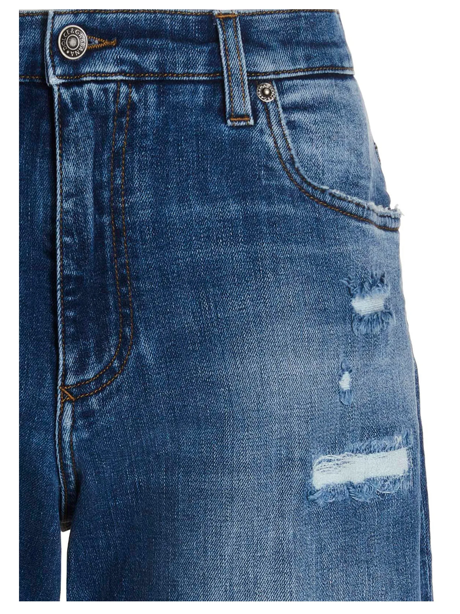 Dolce & Gabbana Distressed Stretch Denim Shorts