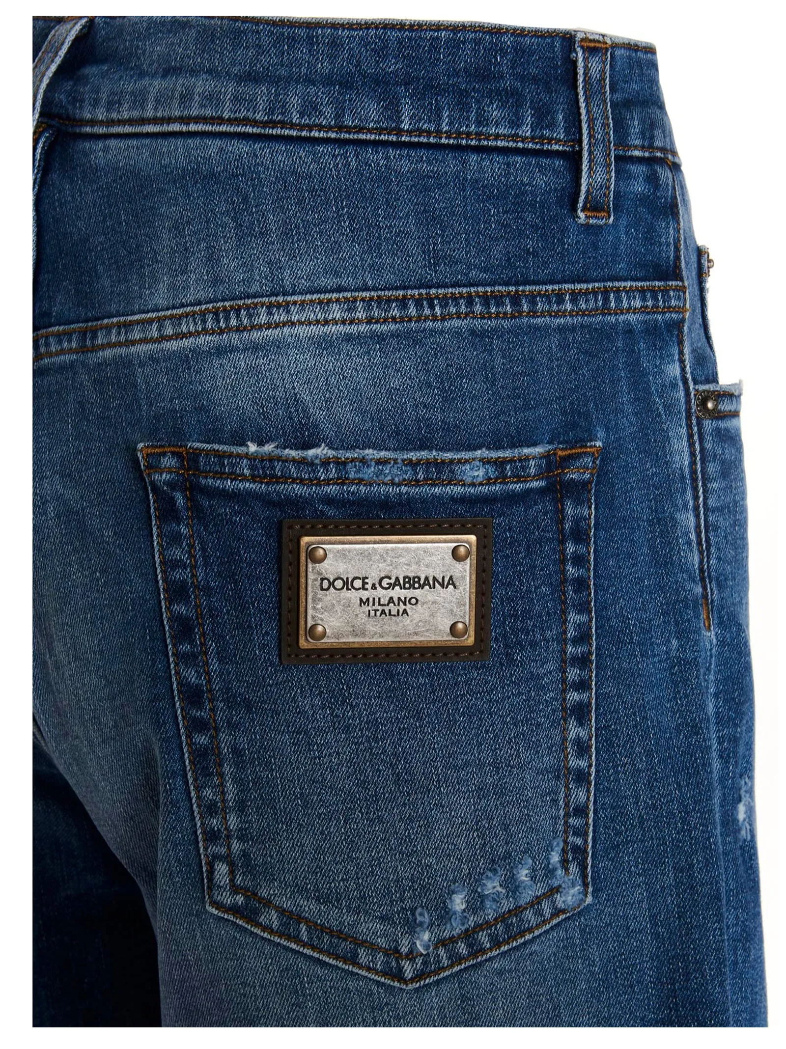 Dolce & Gabbana Distressed Stretch Denim Shorts