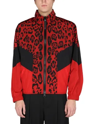 Dolce & Gabbana High Neck Leopard Printed Jacket
