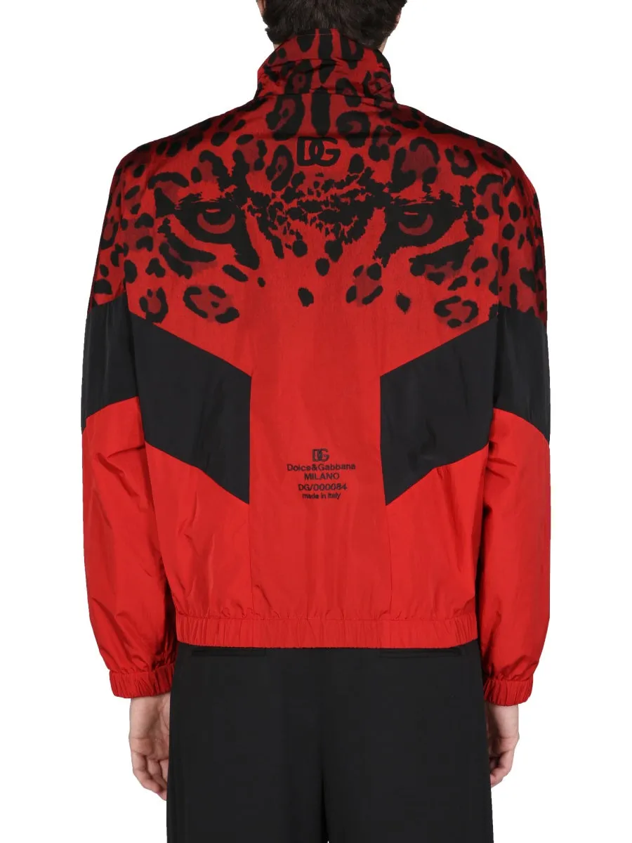 Dolce & Gabbana High Neck Leopard Printed Jacket