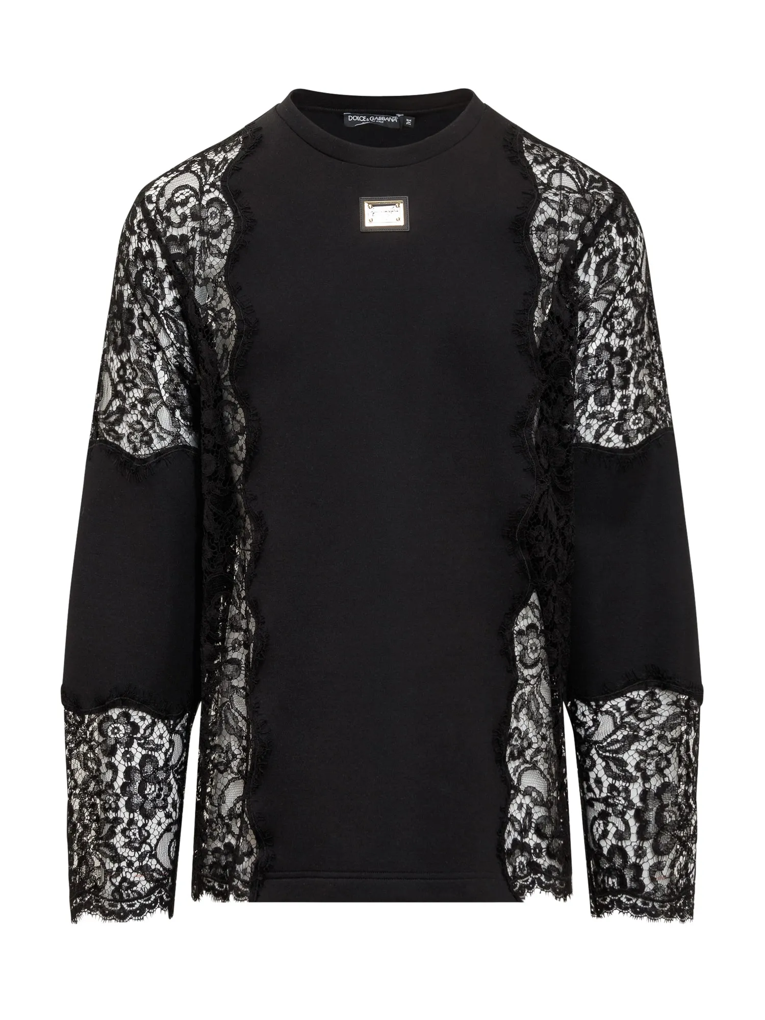 Dolce & Gabbana Lace Sleeved T-Shirt