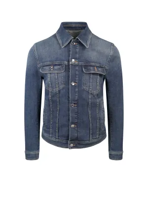 Dolce & Gabbana Logo Patch Washed Denim Jacket