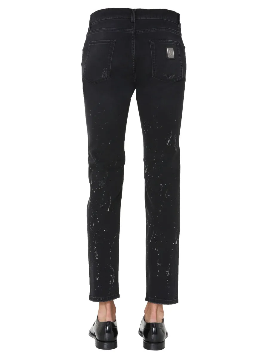 Dolce & Gabbana Paint Splatter Distressed Jeans