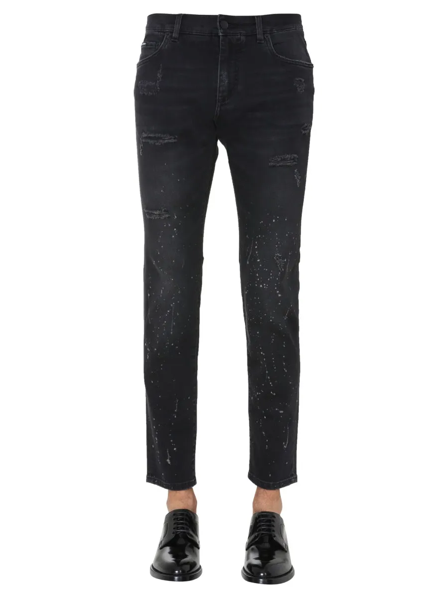 Dolce & Gabbana Paint Splatter Distressed Jeans
