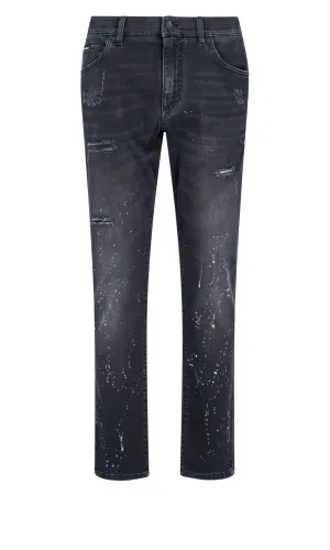 Dolce & Gabbana Paint Splatter Distressed Jeans