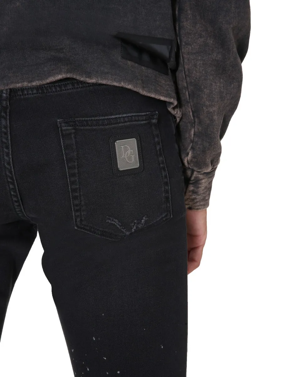 Dolce & Gabbana Paint Splatter Distressed Jeans