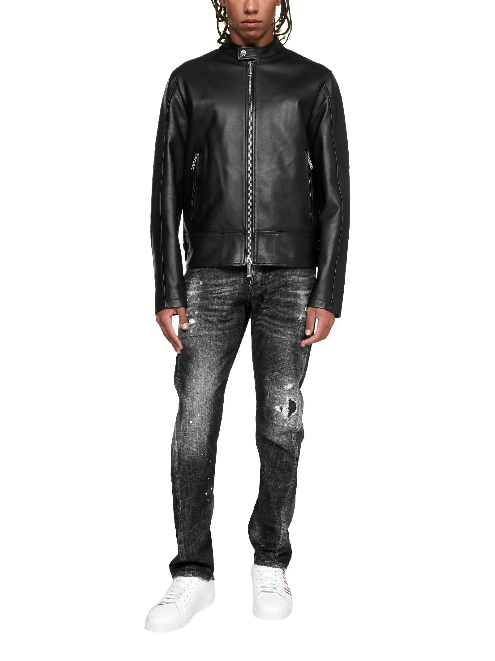 Dsquared2 Leather Zipped Jacket