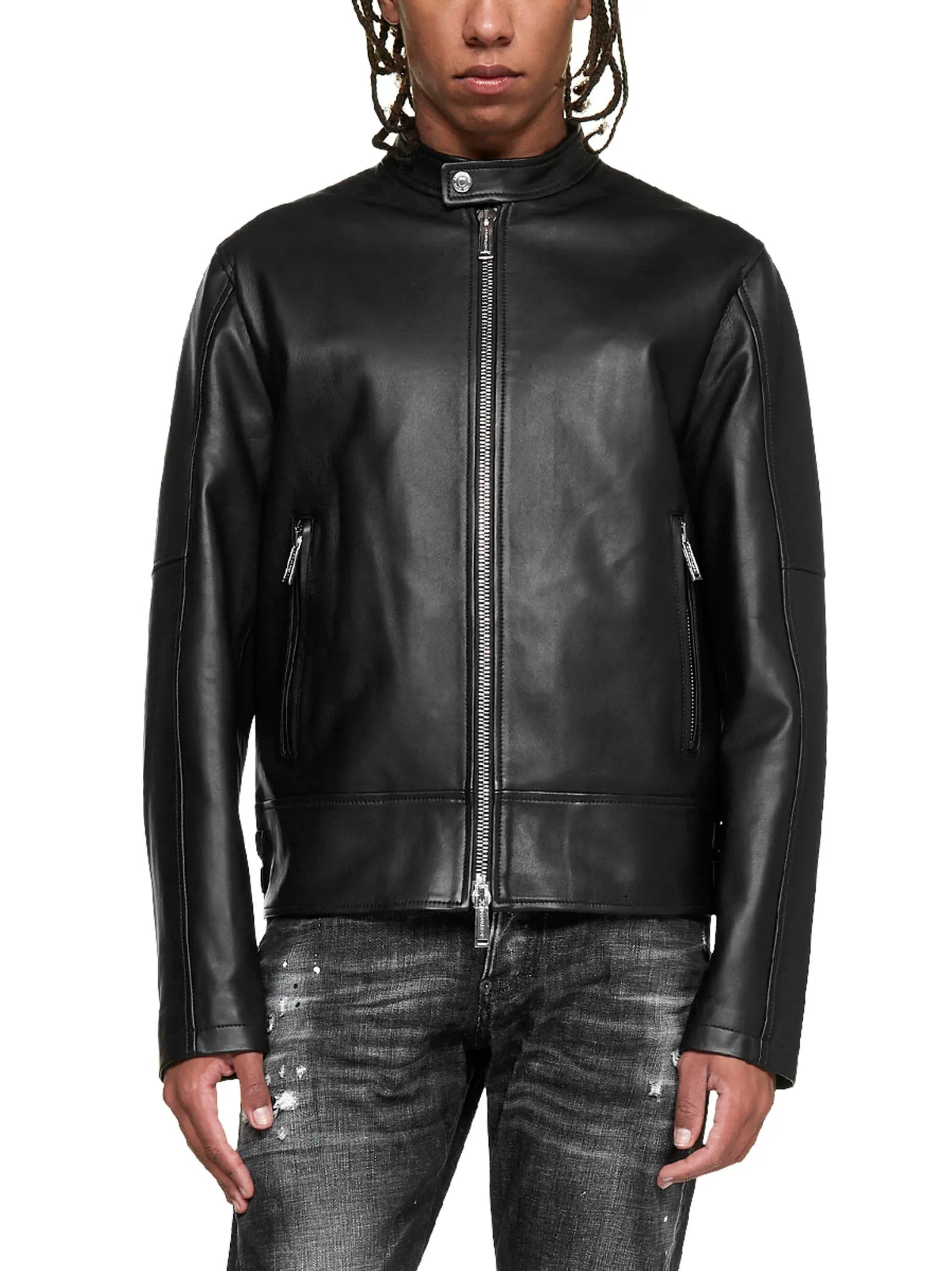 Dsquared2 Leather Zipped Jacket