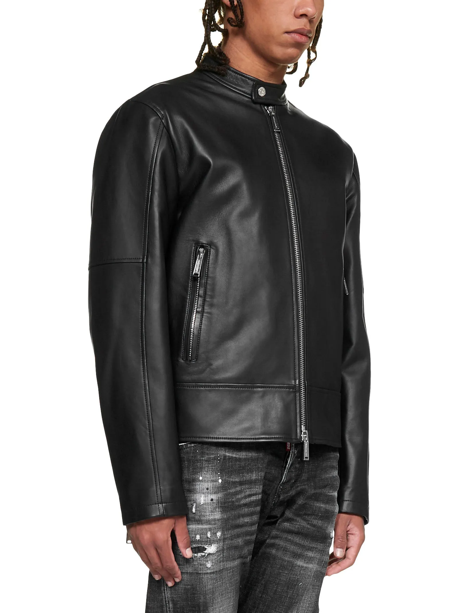 Dsquared2 Leather Zipped Jacket