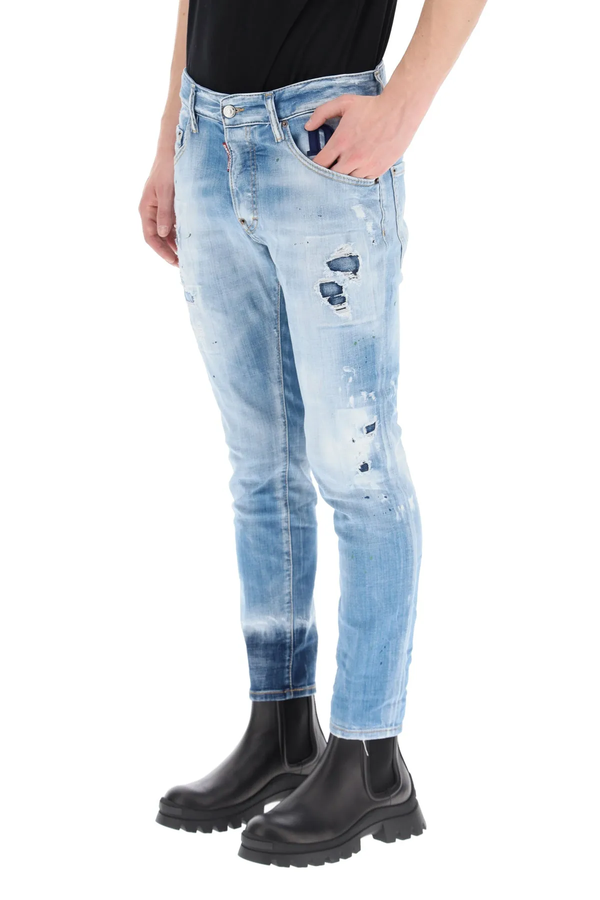 Dsquared2 Logo Patch Distressed Jeans