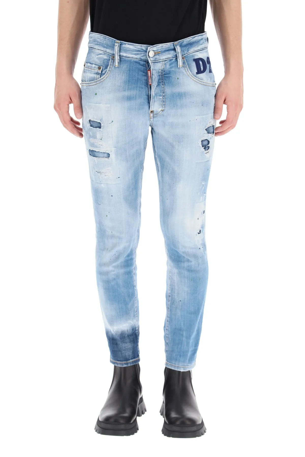 Dsquared2 Logo Patch Distressed Jeans