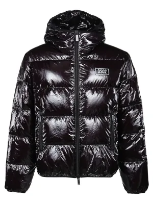 Dsquared2 Logo Patch Hooded Down Jacket