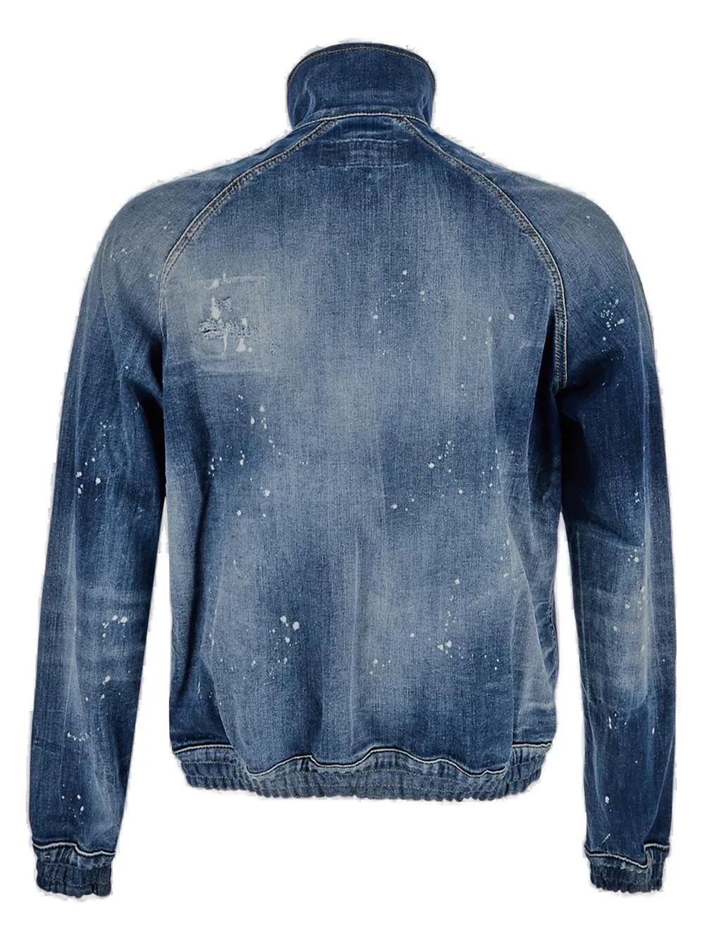 Dsquared2 Logo Print Distressed Denim Bomber Jacket