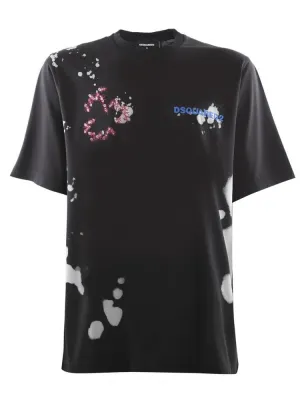 Dsquared2 Splatter Printed Crewneck T-Shirt