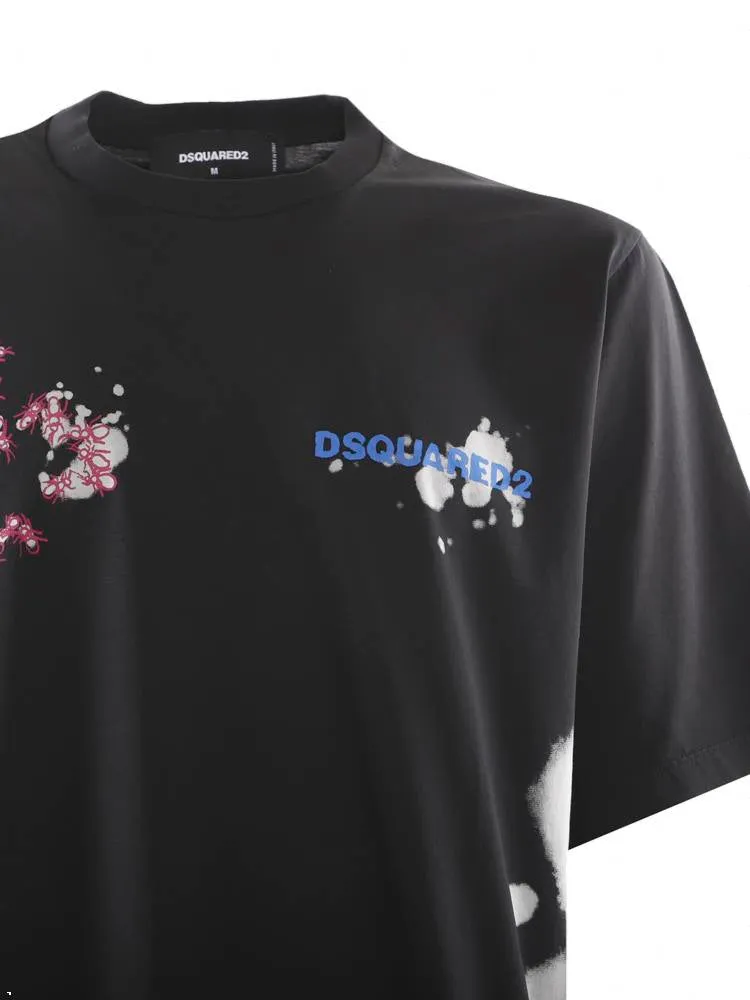 Dsquared2 Splatter Printed Crewneck T-Shirt