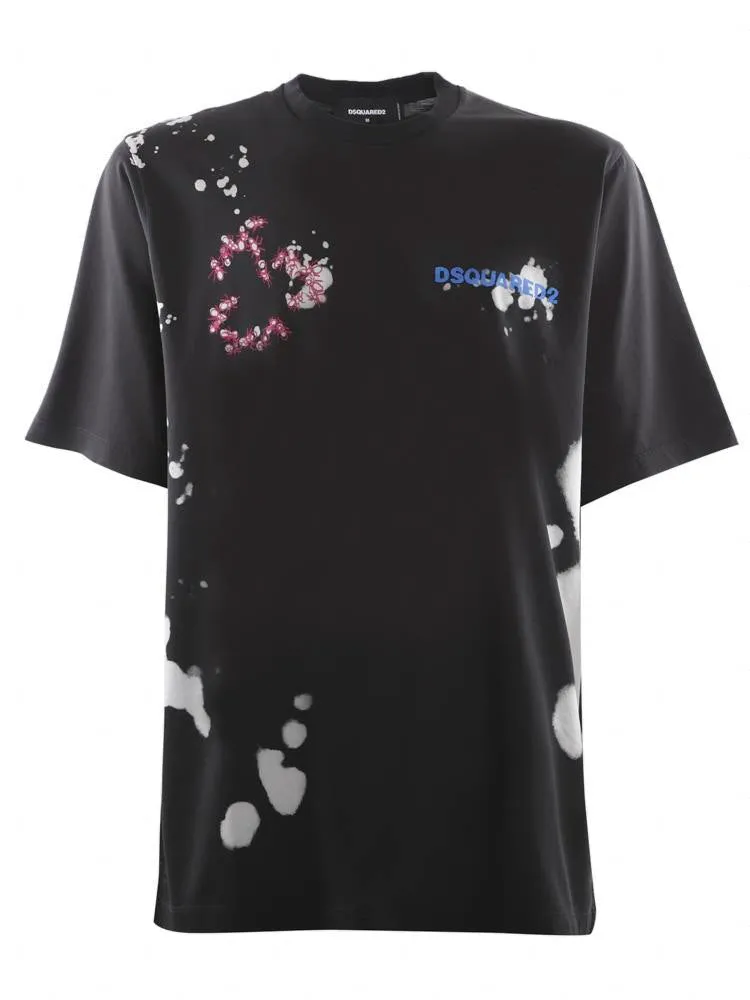 Dsquared2 Splatter Printed Crewneck T-Shirt