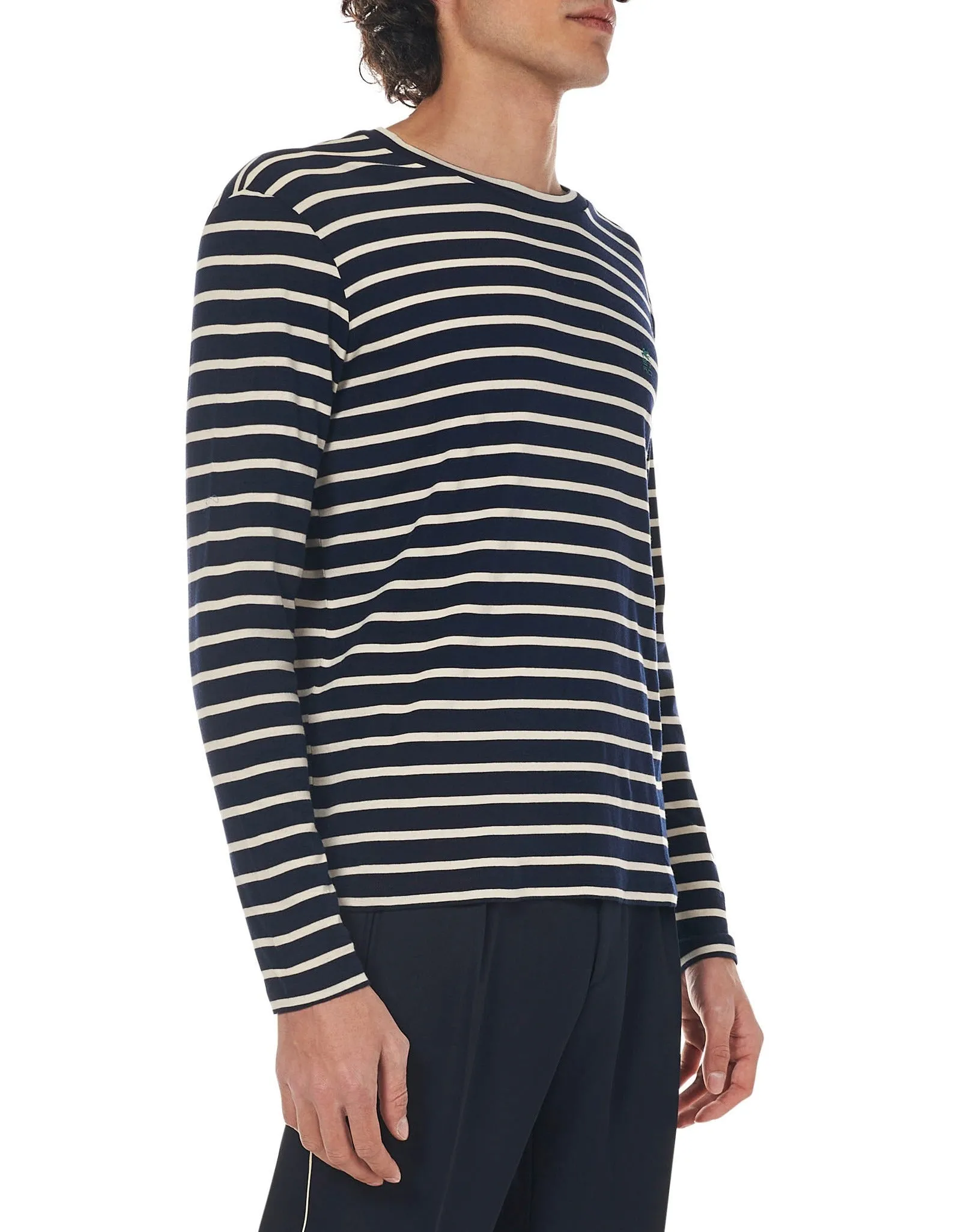 Etro Logo Embroidered Striped Crewneck T-Shirt
