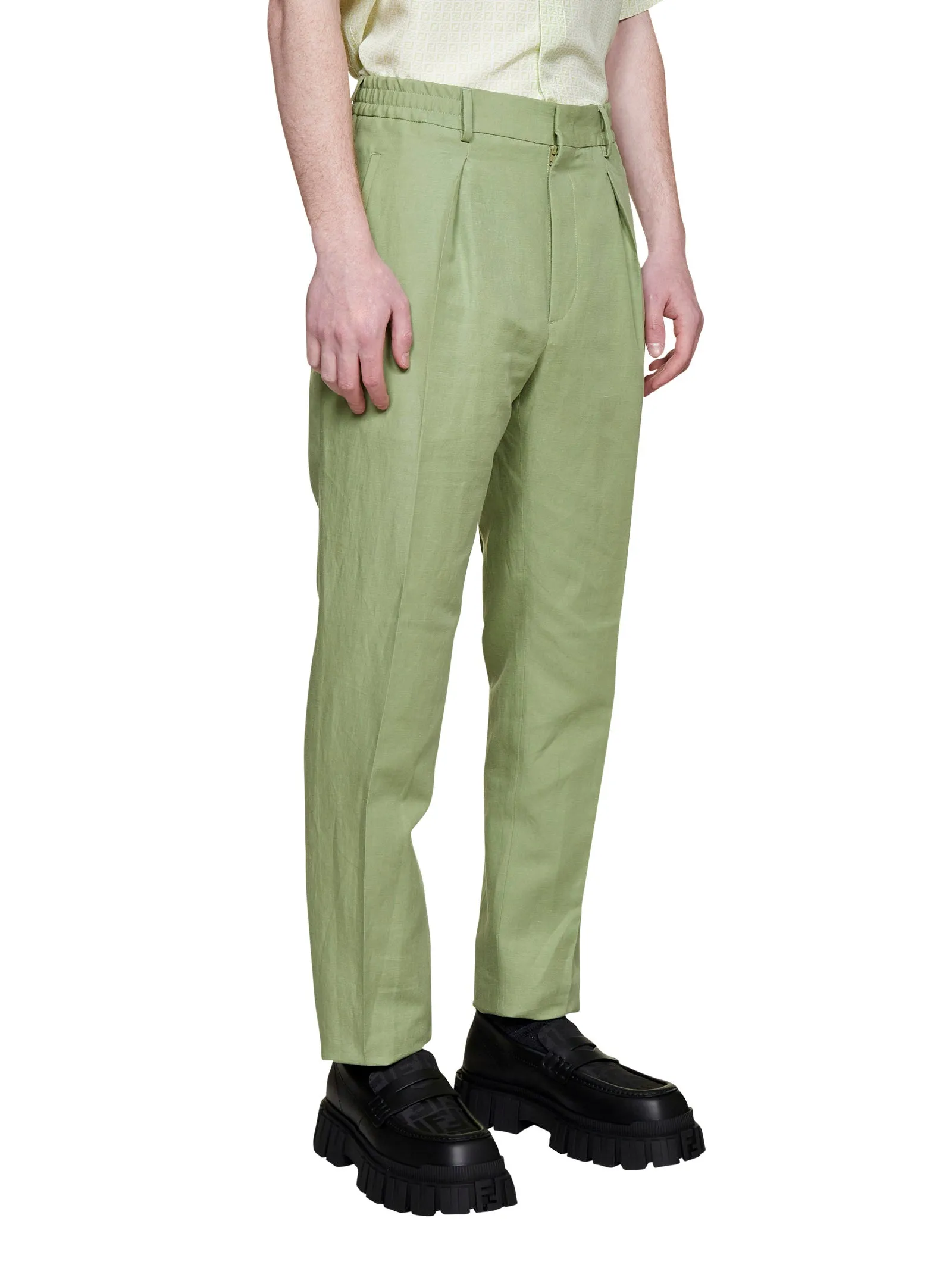 Fendi High-Waist Pleated Trousers