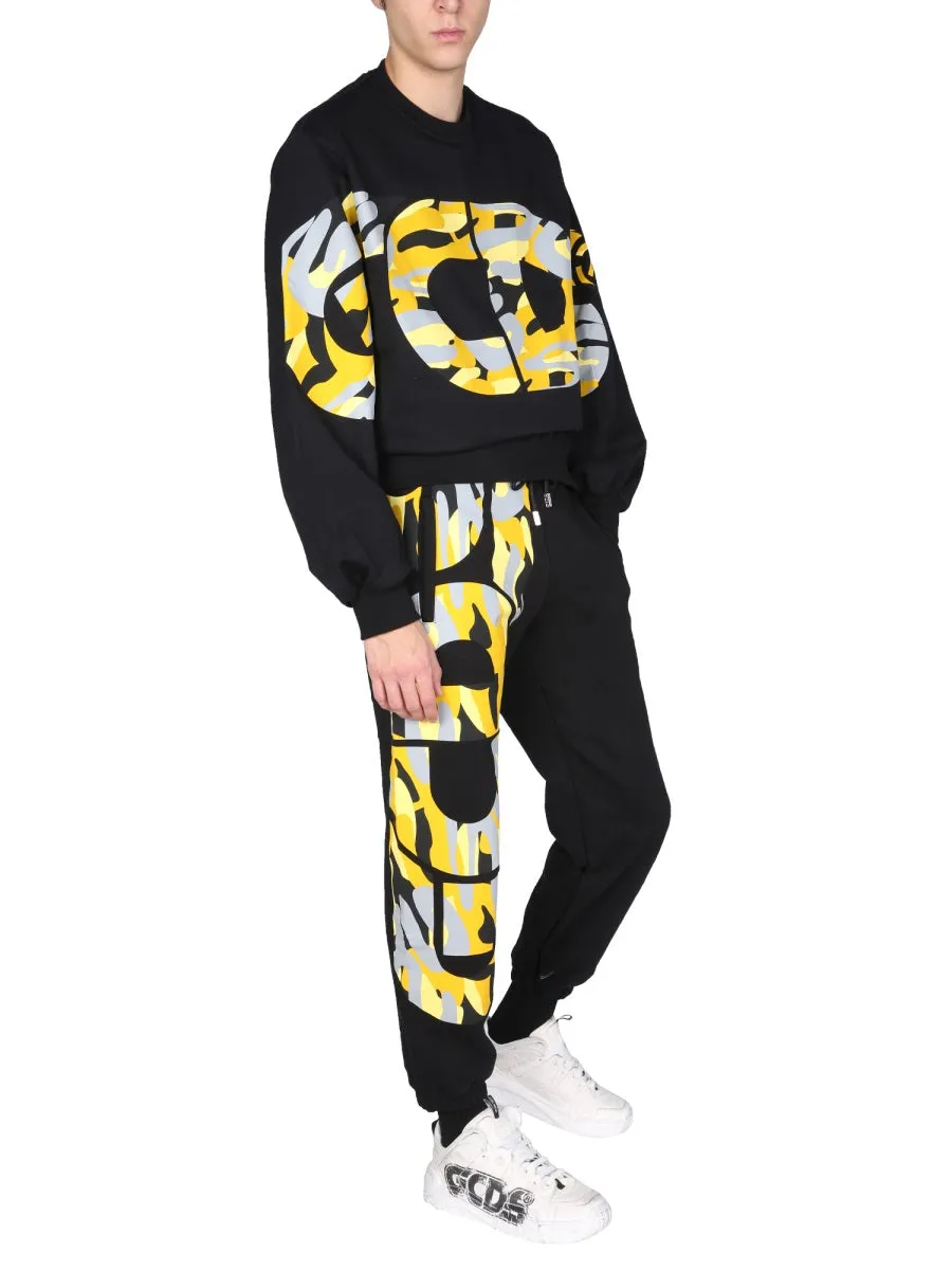 GCDS Camouflage Logo Printed Track Pants