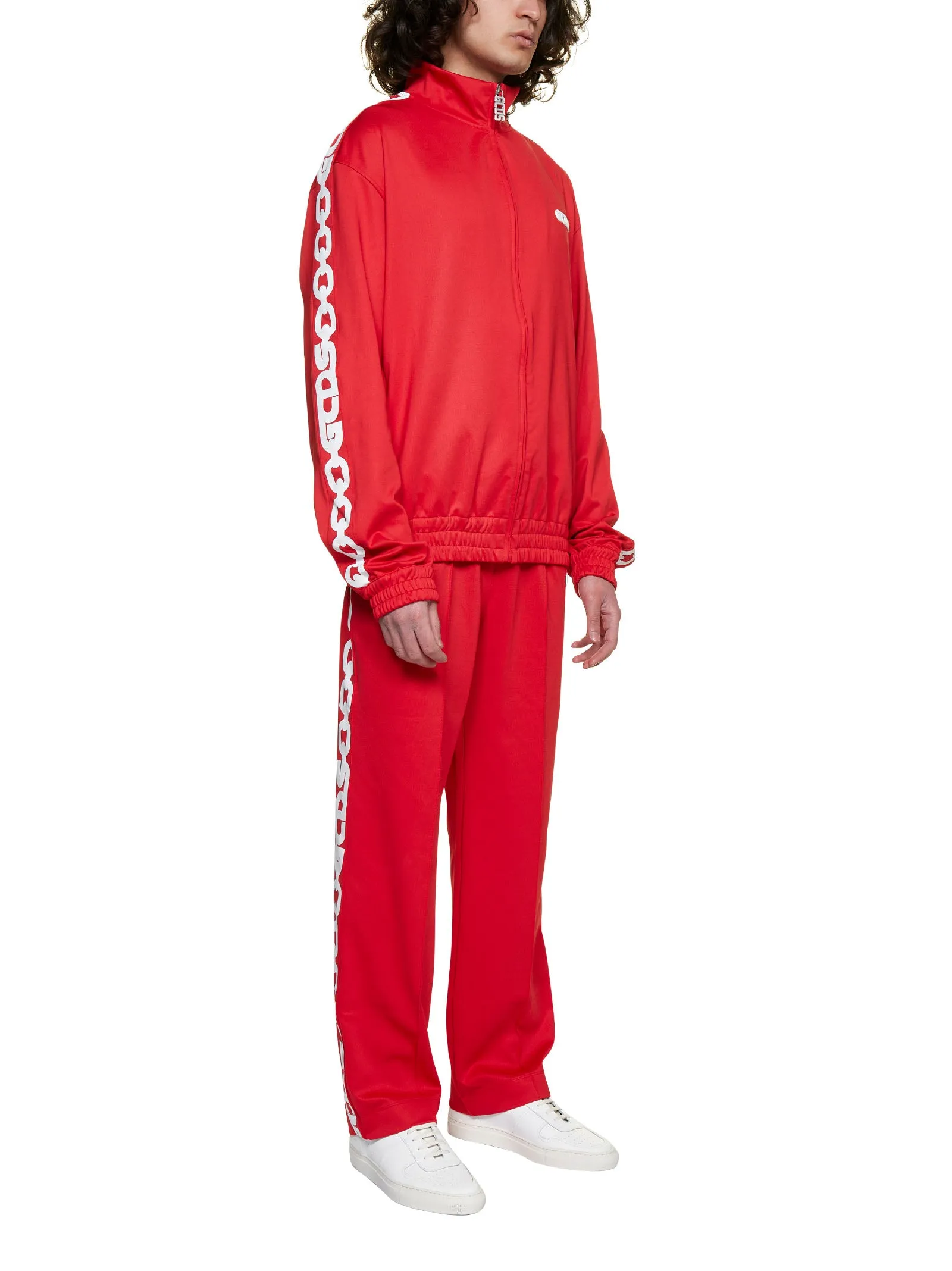 GCDS Logo Printed Funnel Neck Zipped Jacket