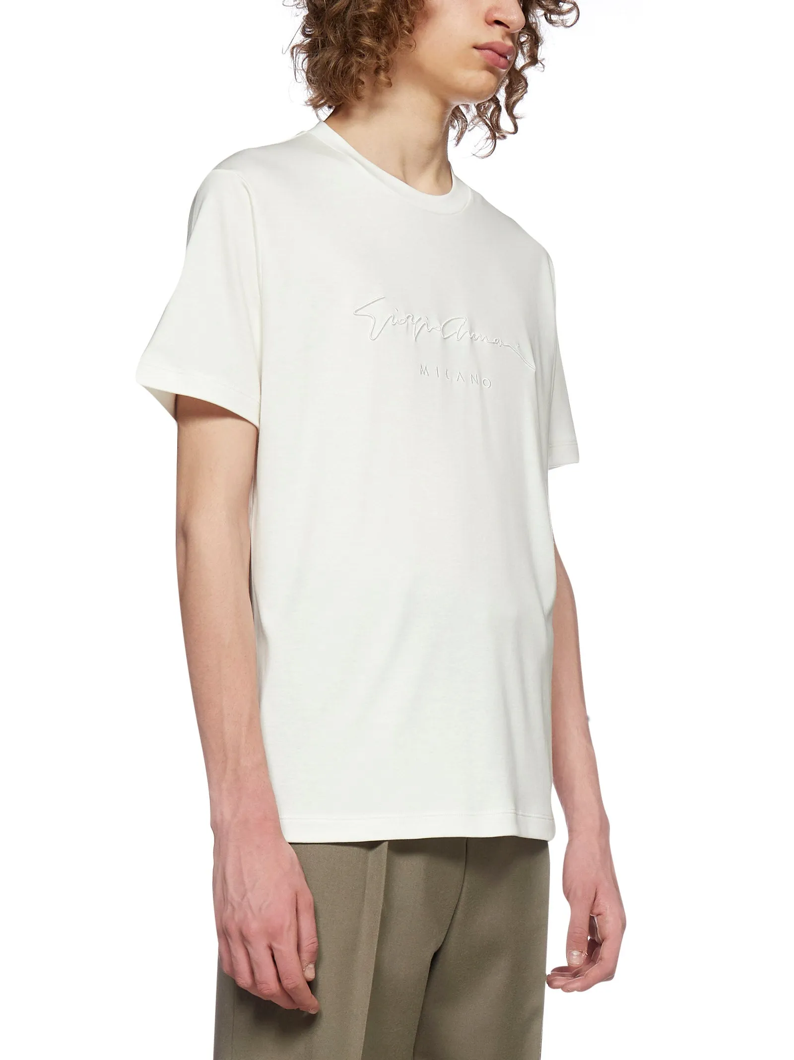 Giorgio Armani Logo Embroidered Crewneck T-Shirt