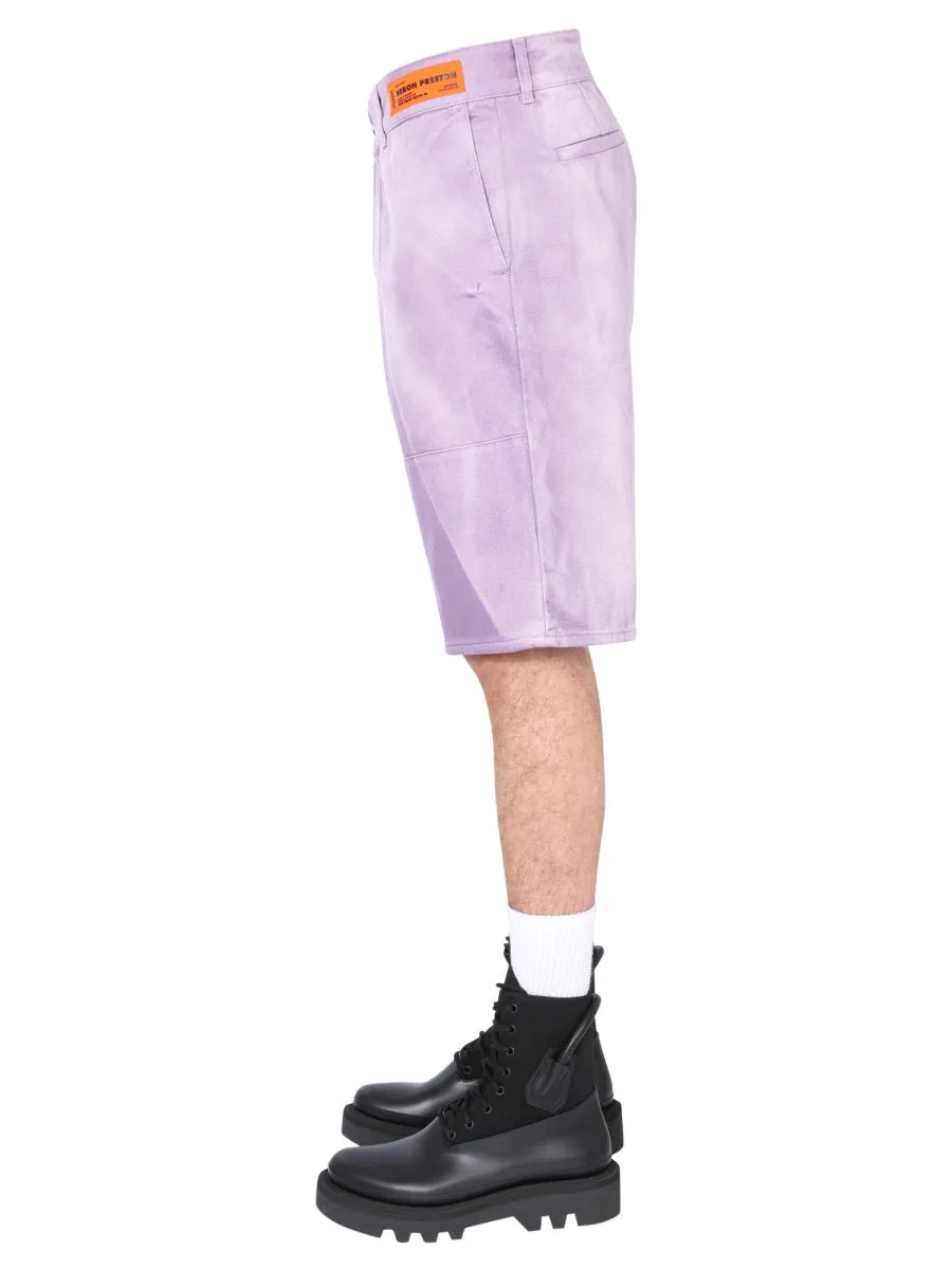 Heron Preston Faded Effect Denim Shorts