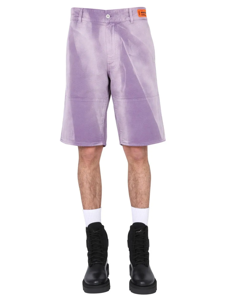 Heron Preston Faded Effect Denim Shorts