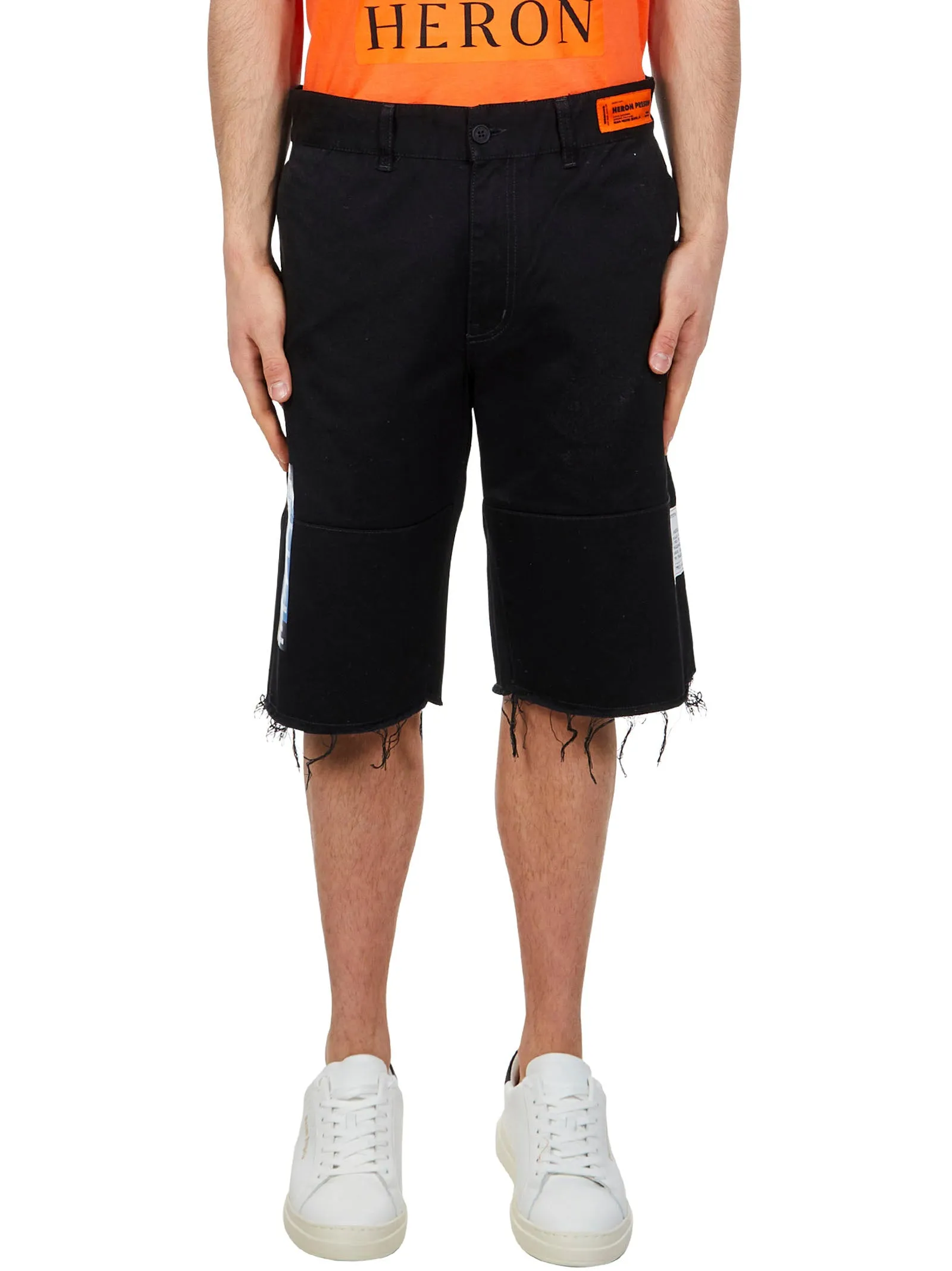 Heron Preston Logo Printed Denim Shorts
