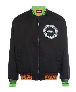 Just Cavalli Graphic Print Zipped Bomber Jacket
