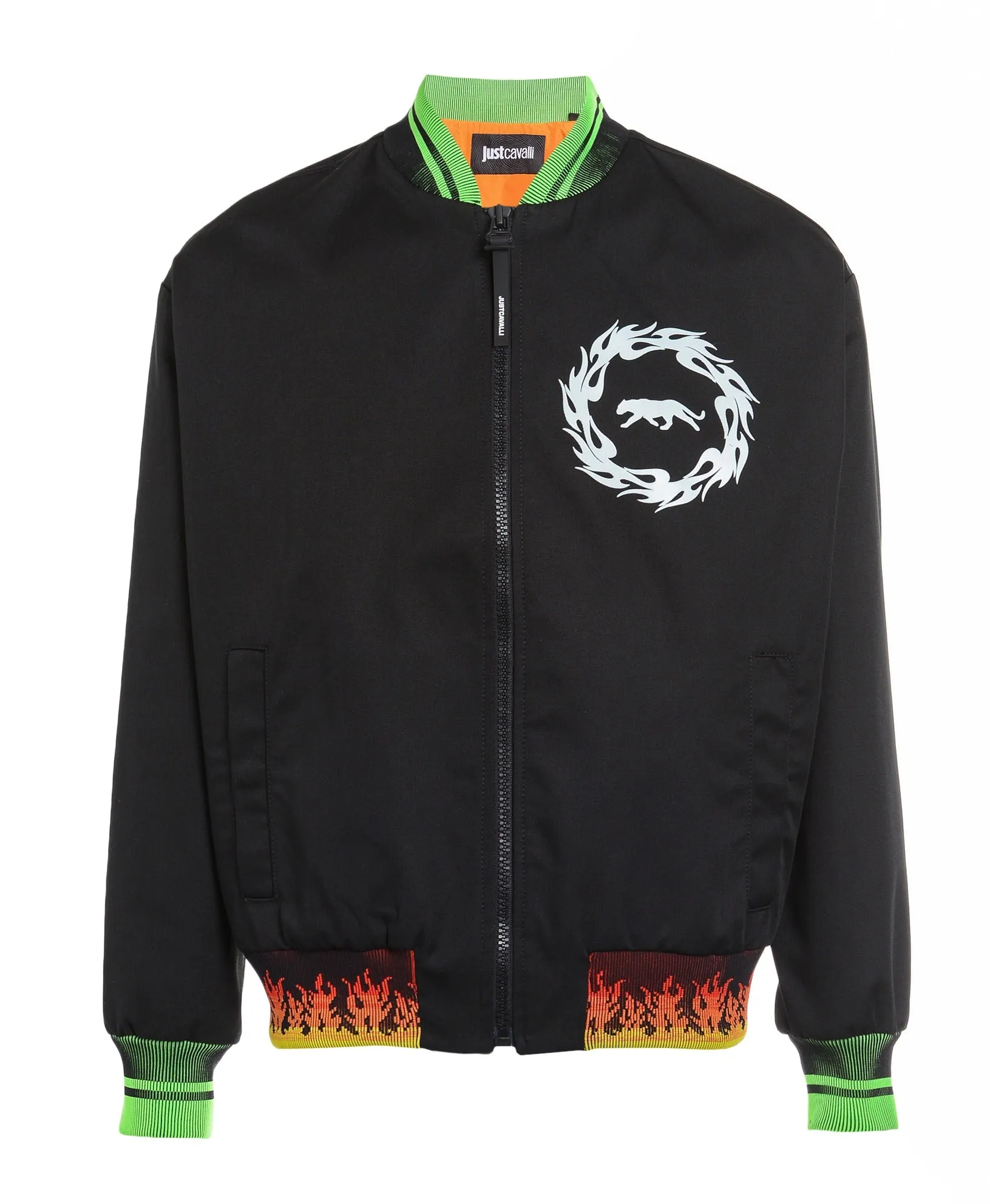 Just Cavalli Graphic Print Zipped Bomber Jacket