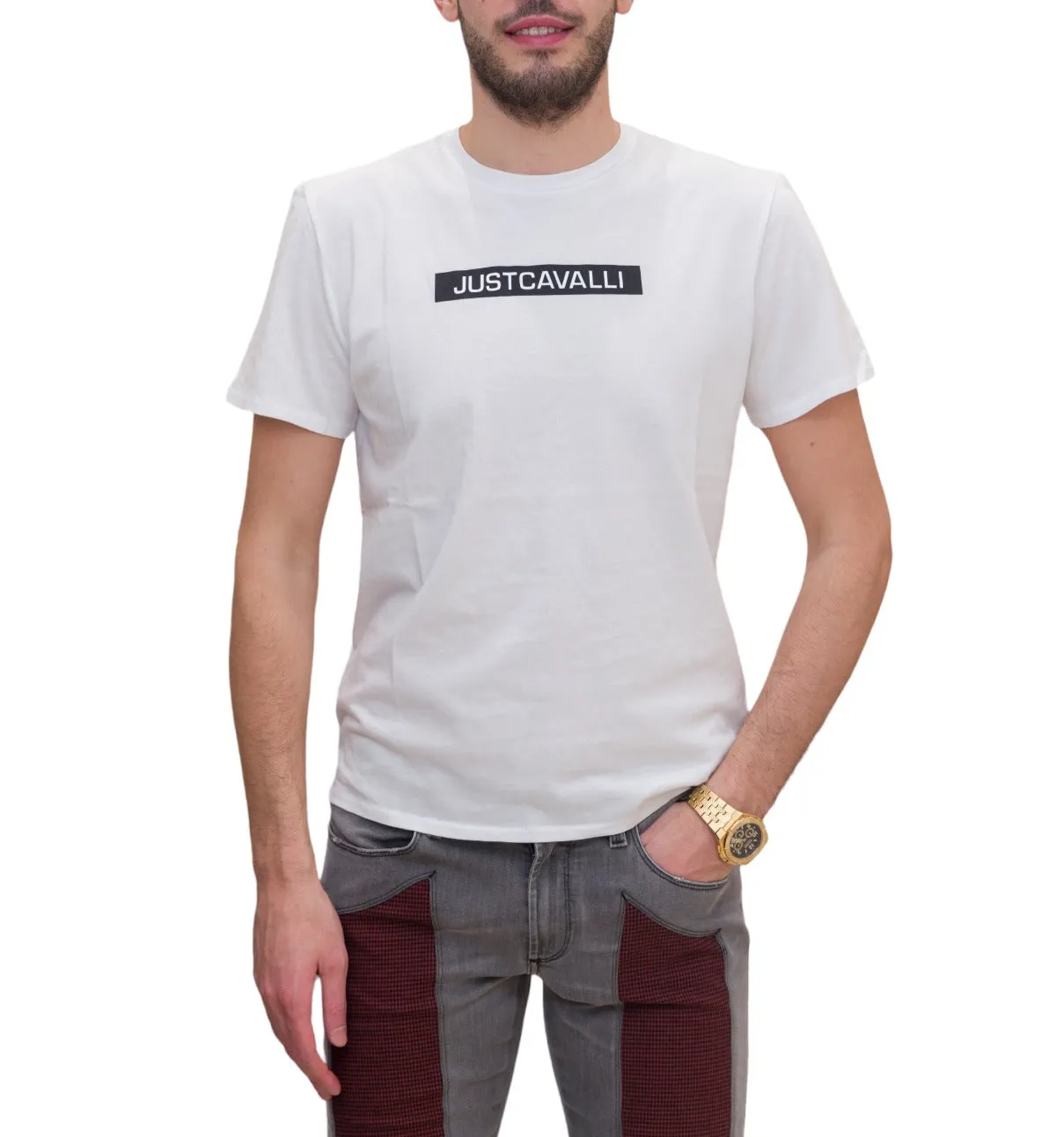 Just Cavalli Logo Printed Crewneck T-Shirt
